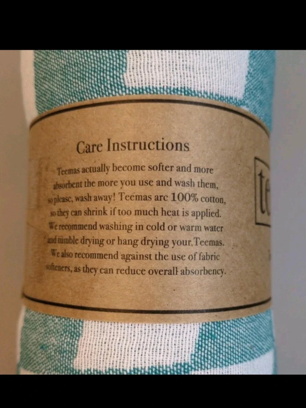 Teema Turkish Cotton The Aqua Checkmate Towel Cotton NWT